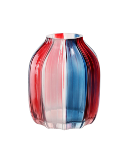 Ribbed Wide Vase (White Red Blue)